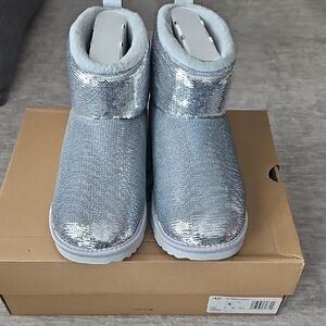 UGG Kids' Classic Mini Mirror Ball Boots in Silver